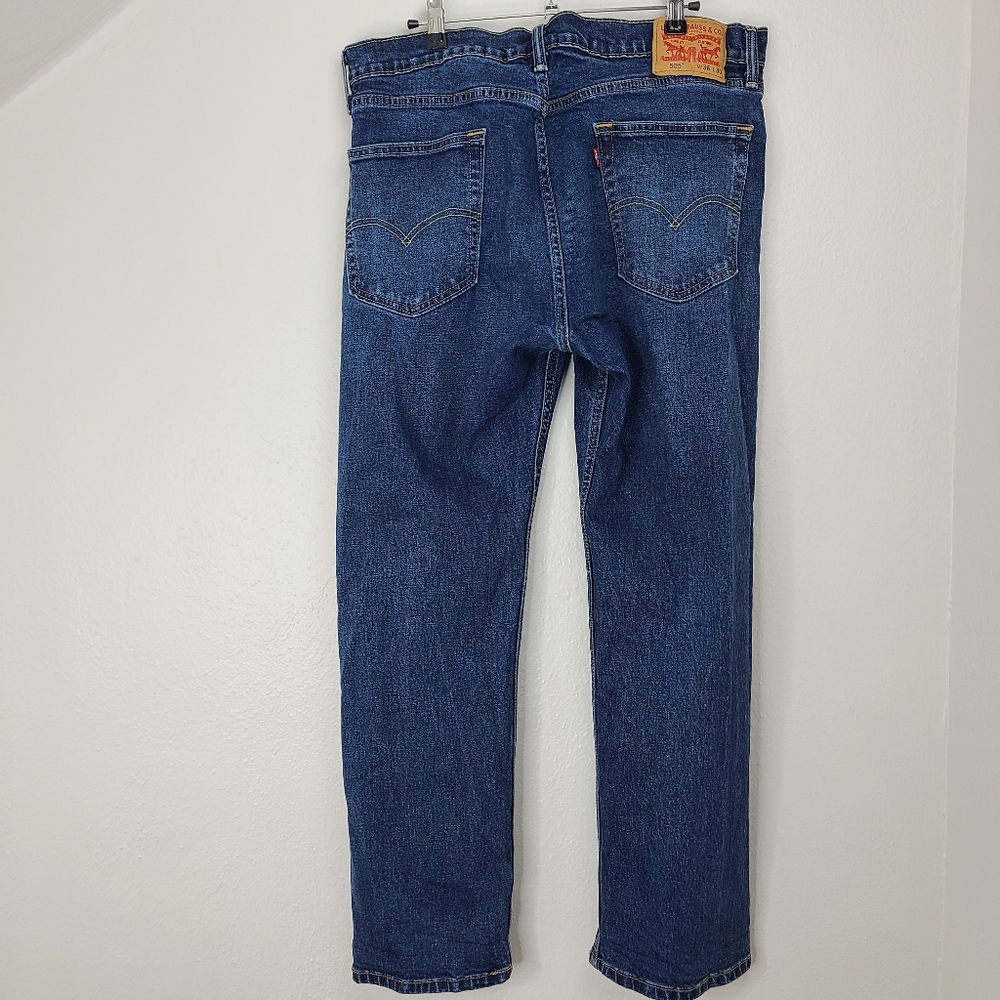 Levi's 505 Jeans Straight Leg Dark Blue Denim Wash Size 36 x 30 - Picture 2 of 11